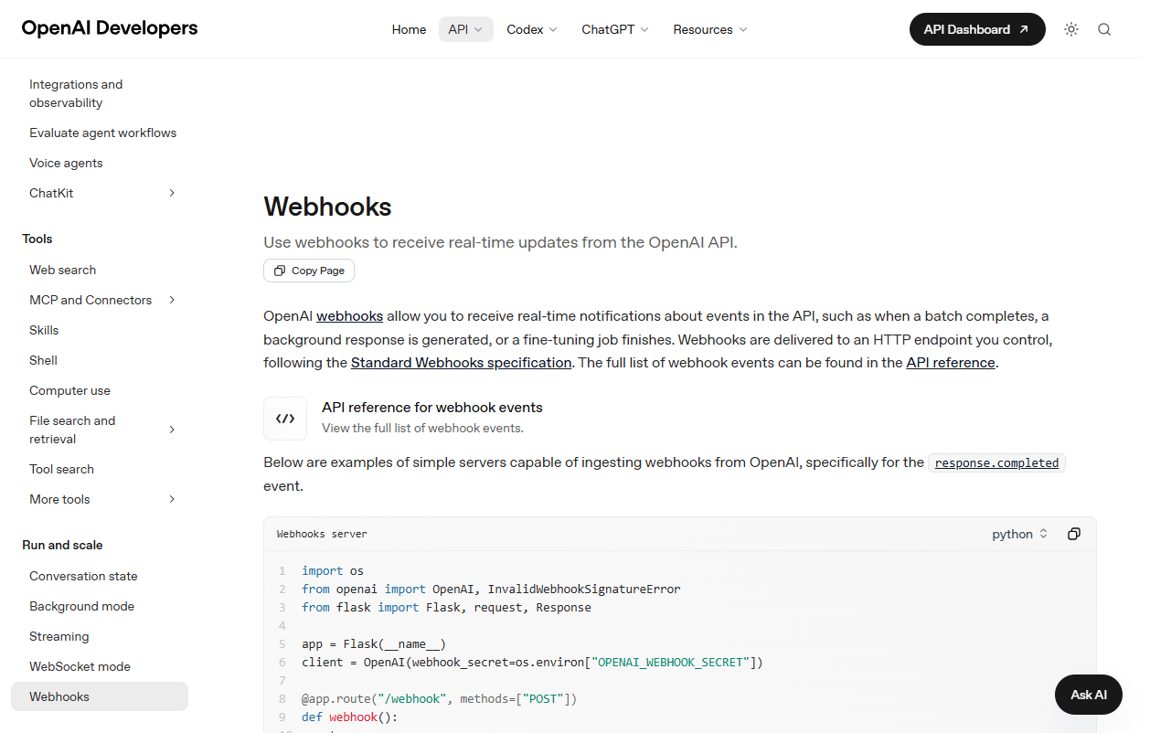 Startseite von OpenAI Whisper API
